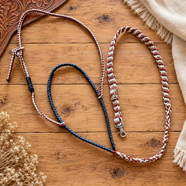 Red Dirt braided tie-down in brown and cream paracord